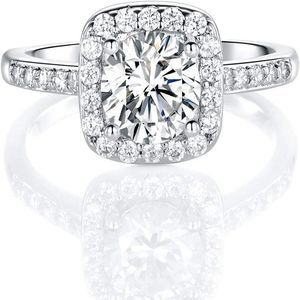 MDFUN 18K White Gold Plated Cubic Zirconia Promise Halo Engagement Promise